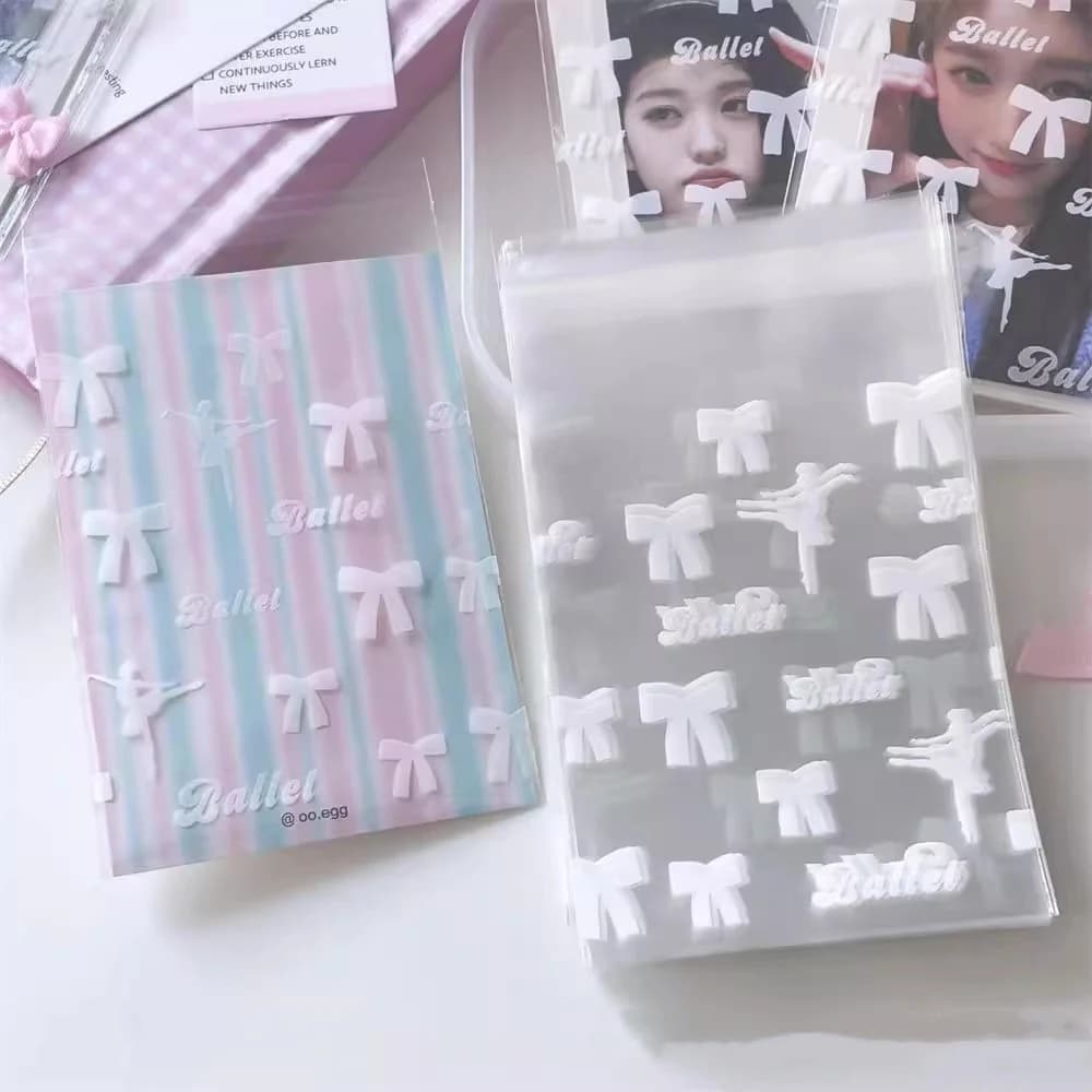 50pcs Idol Card Sleeves Sweet Ballet Bow Holder For Photo Postcards Top Load Films Photocard Game Cards Protector Card Cover Hot