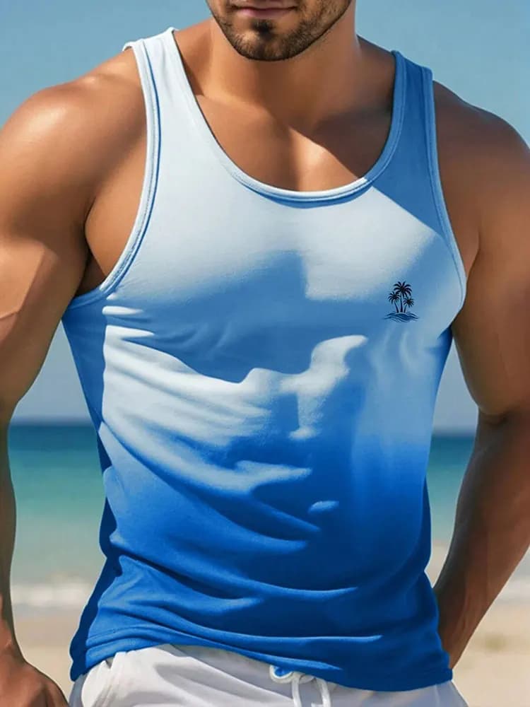 Summer new casual 3D printed mens sleeveless T-shirt Hawaiian style mens fashionable round neck vest outdoor beach mens vest2025