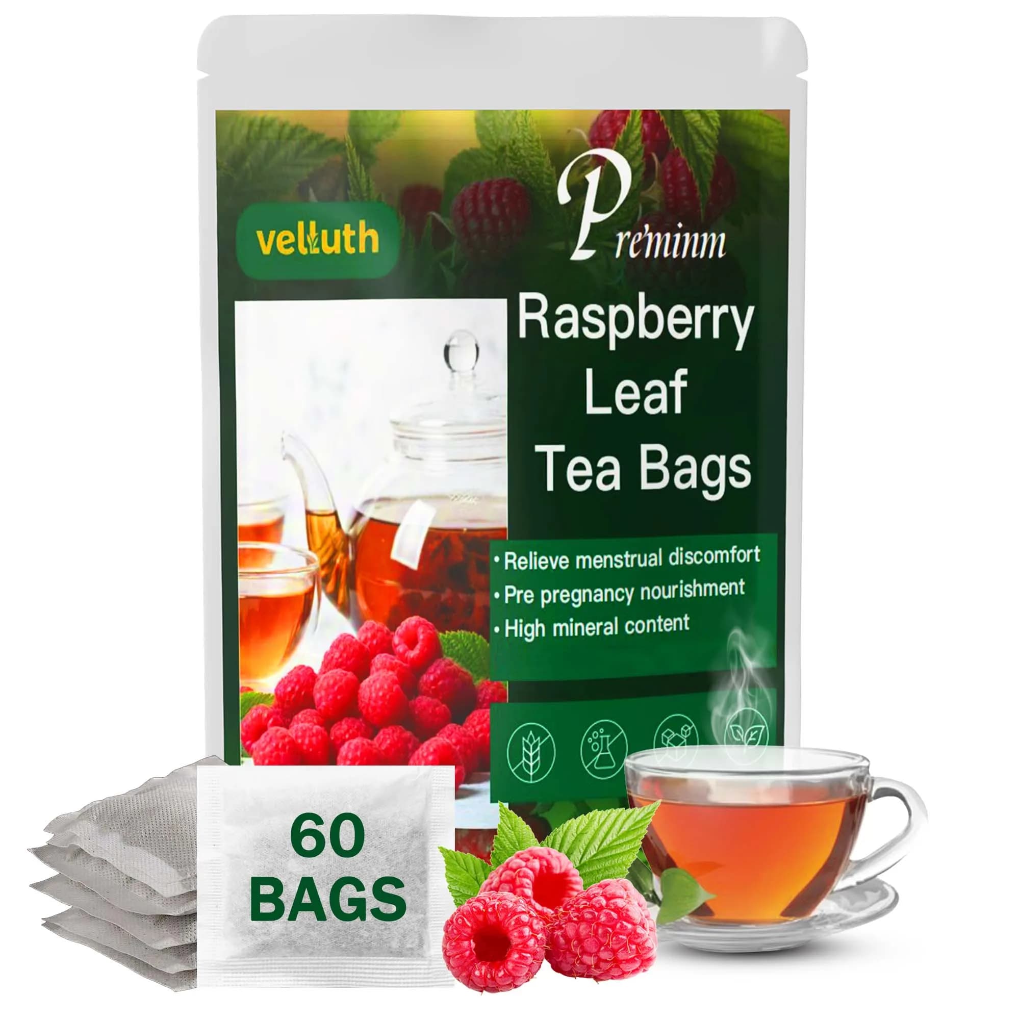 Raspberry leaf tea bag midwifery and menstrual herbal tea, suitable for pregnancy and postpartum recovery