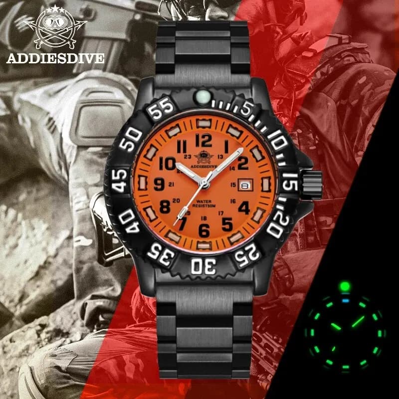 Addies Men Military Watches Leisure Outdoor Sports Luminous Watch Multi-functional Nylon Steel Strap Waterproof Men's Quartz Wat
