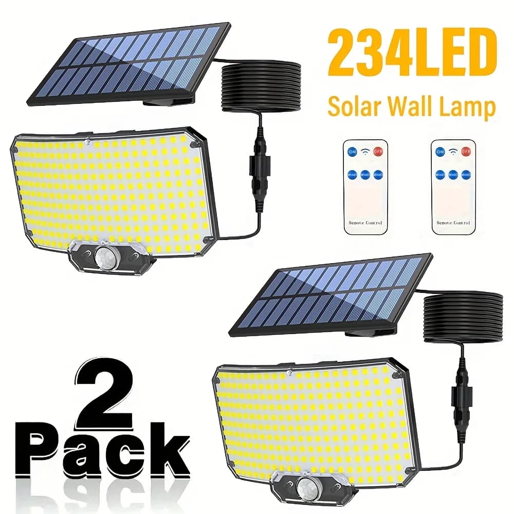 1-2pcs Super Bright 234LED Solar Light, IR Sensor Street Light, Decorative Wall Light, Multiple Switch Modes with Remote Control