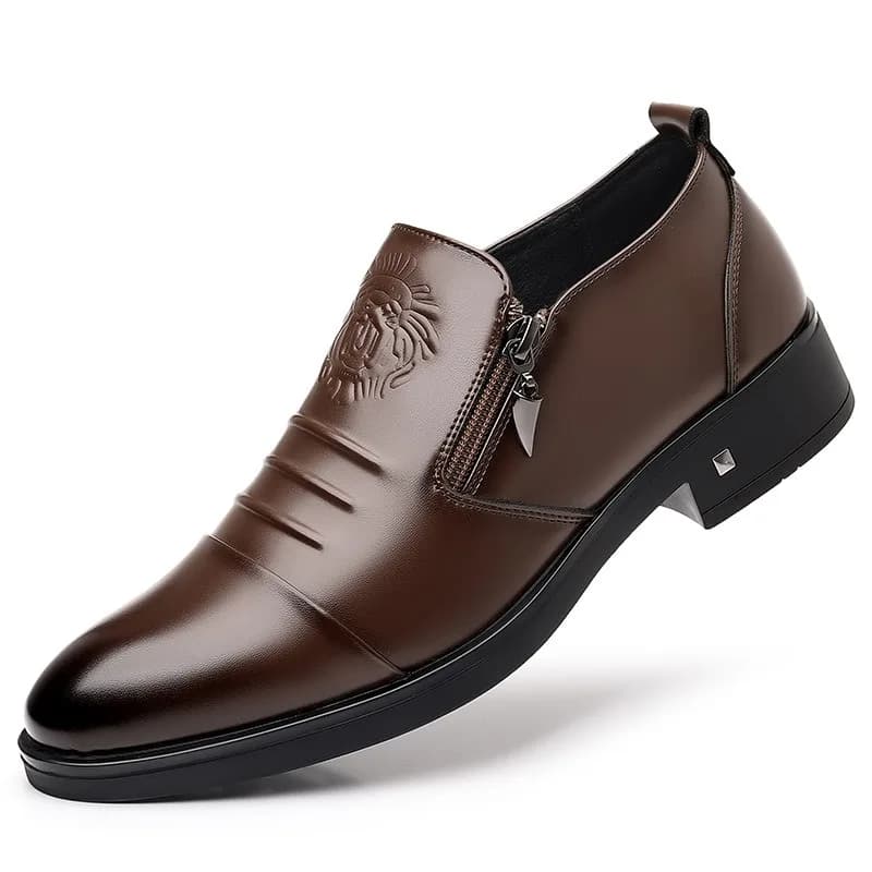 Spring Autumn Fashion Casual Men's Derby Shoes Solid Color New Designer Dress Shoe Male Round Head Zipper Leather Shoes Man