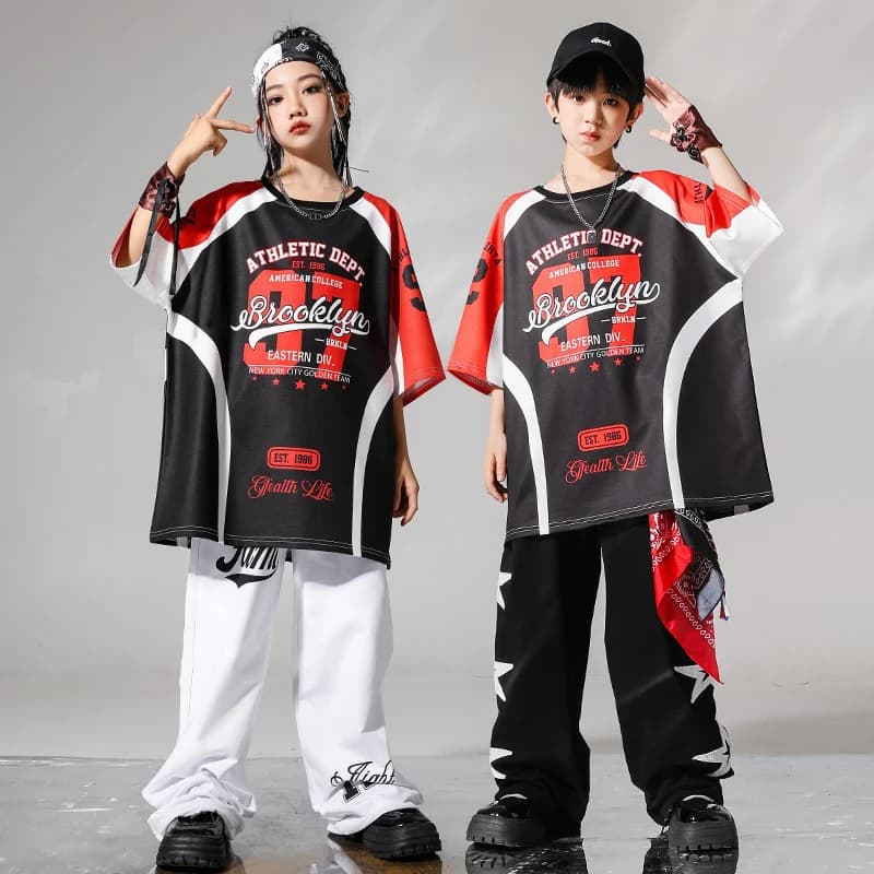 Hip Hop Boys Cool T-shirt Cago Pants Clothes Sets Girls Street Dance Joggers Children Jazz Costumes Kids Streetwear Outfits