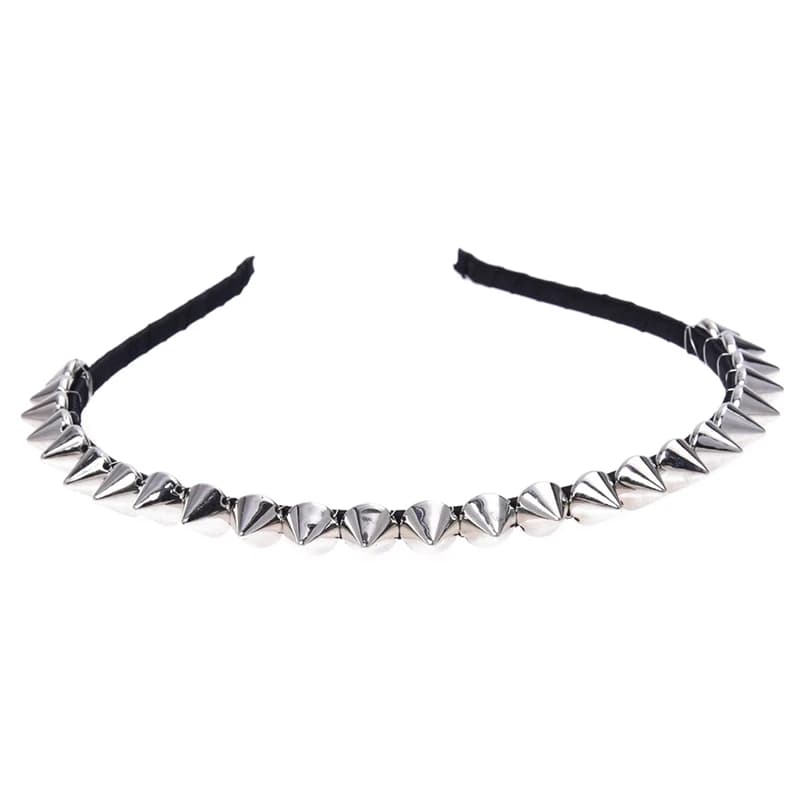4X Silver Metal Stud Rivet Spike Headband Hair Head Band Aliceband Punk Girl