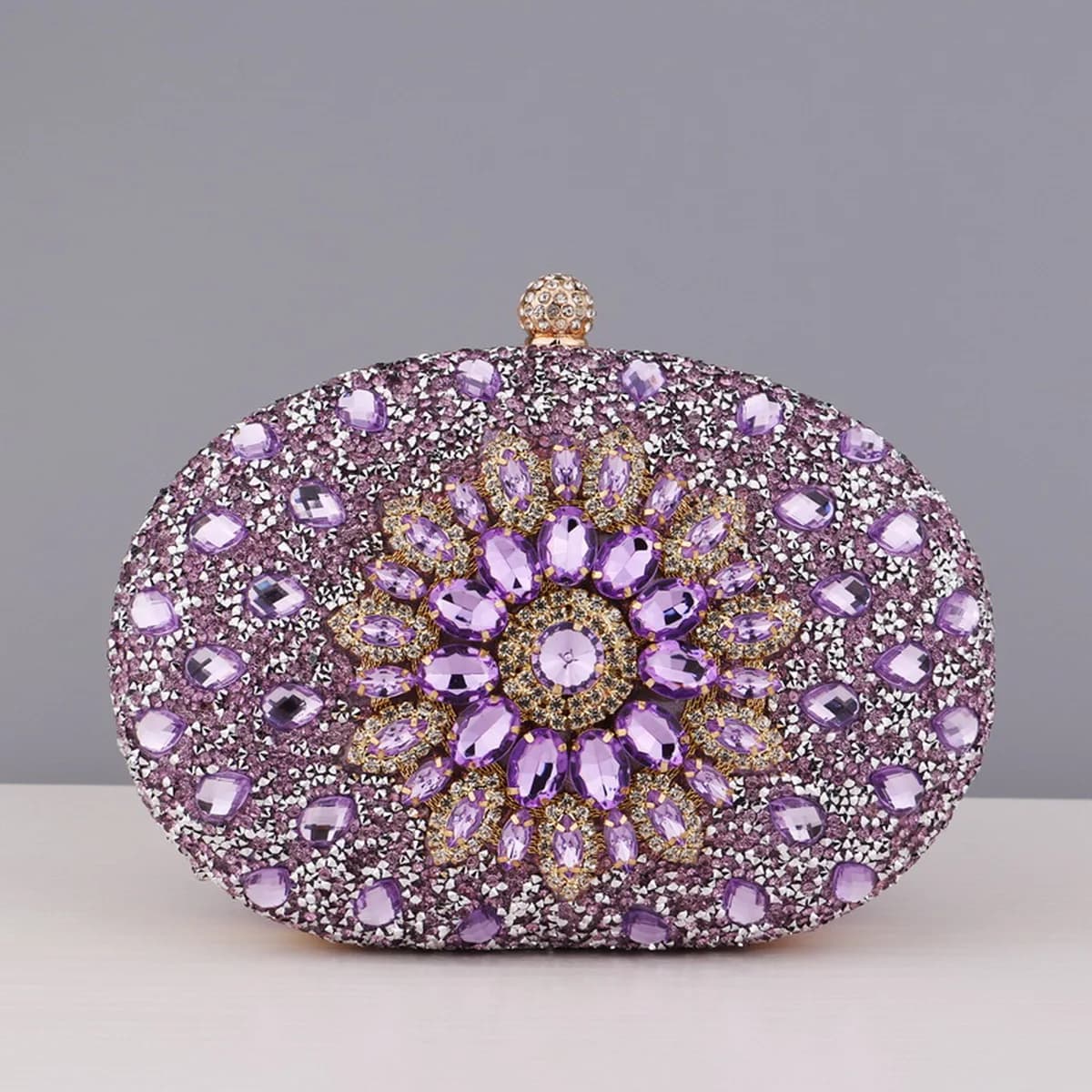 Flower Rhinestones Evening Bags Metal Prom Clutch Diamonds Clutch With Chain Shoulder Handbags Wedding Female Purse