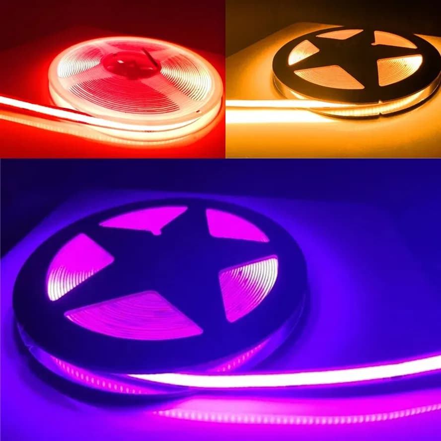 LED COB Strip Light High Density Linear Lighting 480/320Leds/m Flexible Tape Warm Natural White Red Blue Green Decor DC12 24V