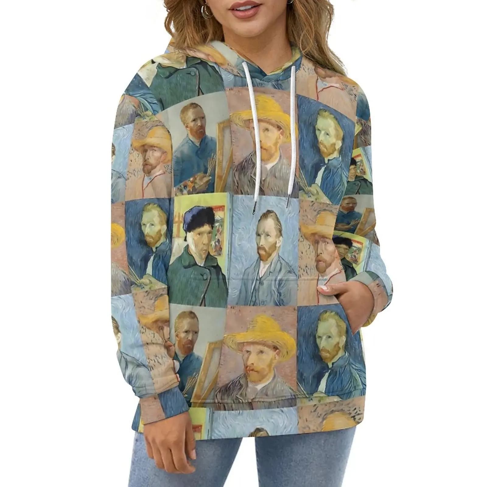 Vincent Van Gogh Hoodies Long Sleeve  Aesthetic Casual Hoodie Autumn Harajuku Oversized Pattern Loose Hooded Sweatshirts