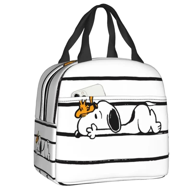 Custom Cute Cartoon Snoopy Insulated Lunch Bag for Picnic Reusable Cooler Thermal Lunch Box Women Food Container Tote Bag