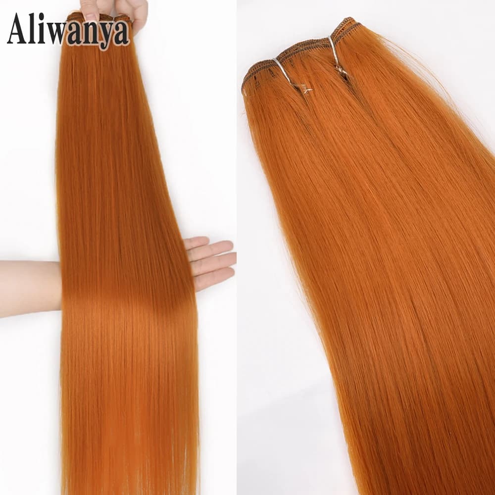 Bio Straight Hair Bundles 26Inch Bundles Crochet Braids Hair Synthetic Braiding Hair Ombre Brown Soft Crochet Hair Extensions