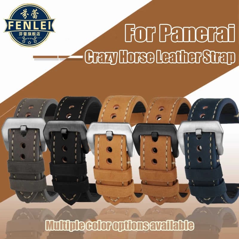Frosted Crazy Horse Leather Watch Strap For Panerai PAM441 Fat Sea Men's Lumino PAM1086 22mm 24mm 26mm Accessories Cowhide strap