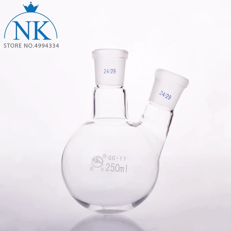 1piece 50ml-2000ml Double-neck Round Bottom Laboratory Sloping/straight Distillation Glass Flask