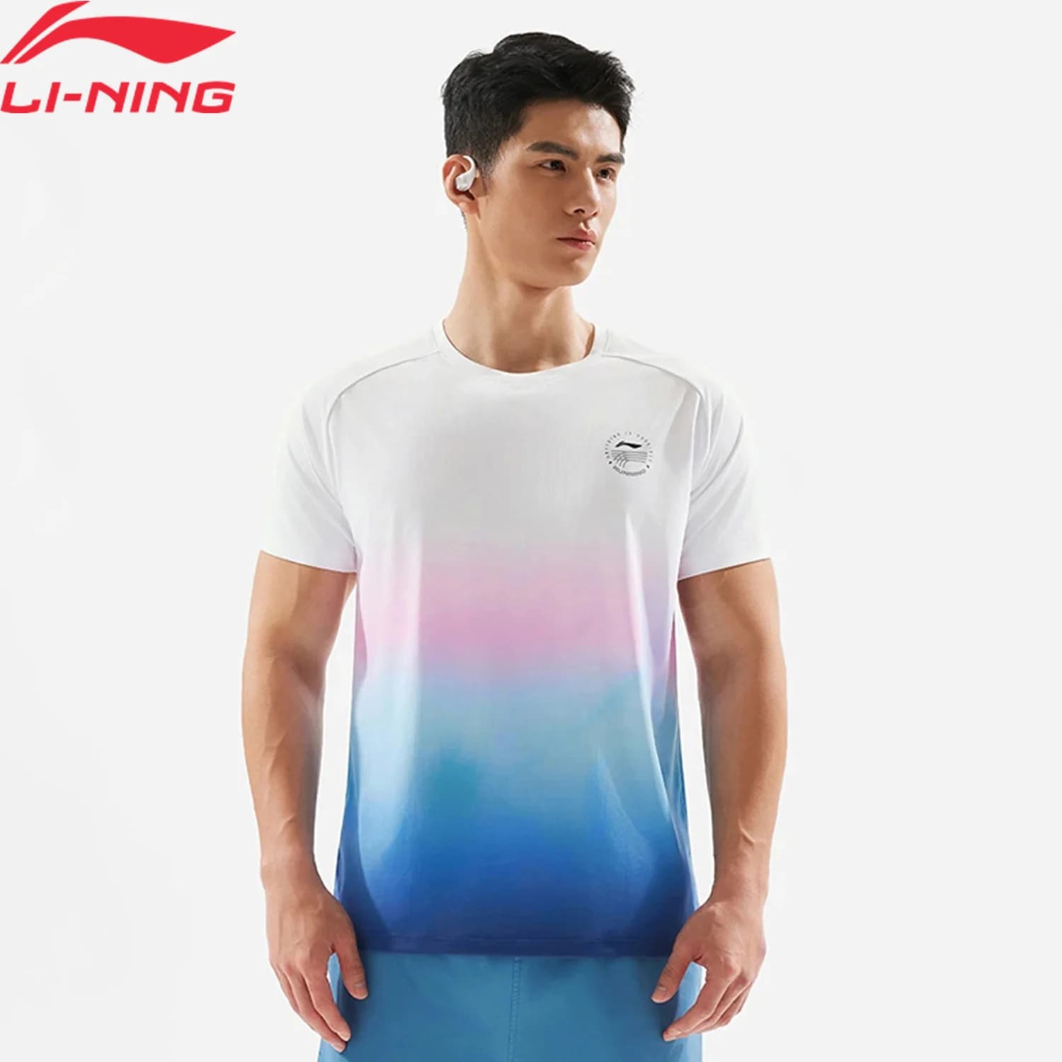 Li-Ning Men Running T-shirt AT DRY 100%Polyester Regular Fit Breathable Reflective LiNing Sports Pullover ATSV091