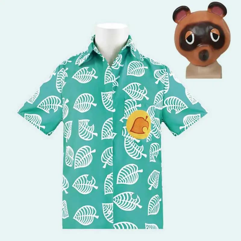 Animal Crossing T Shirt Tom Nook Cosplay Shirt with mask Costume Men Women Short Sleeve Tops Halloween Costume for Boys Carnival