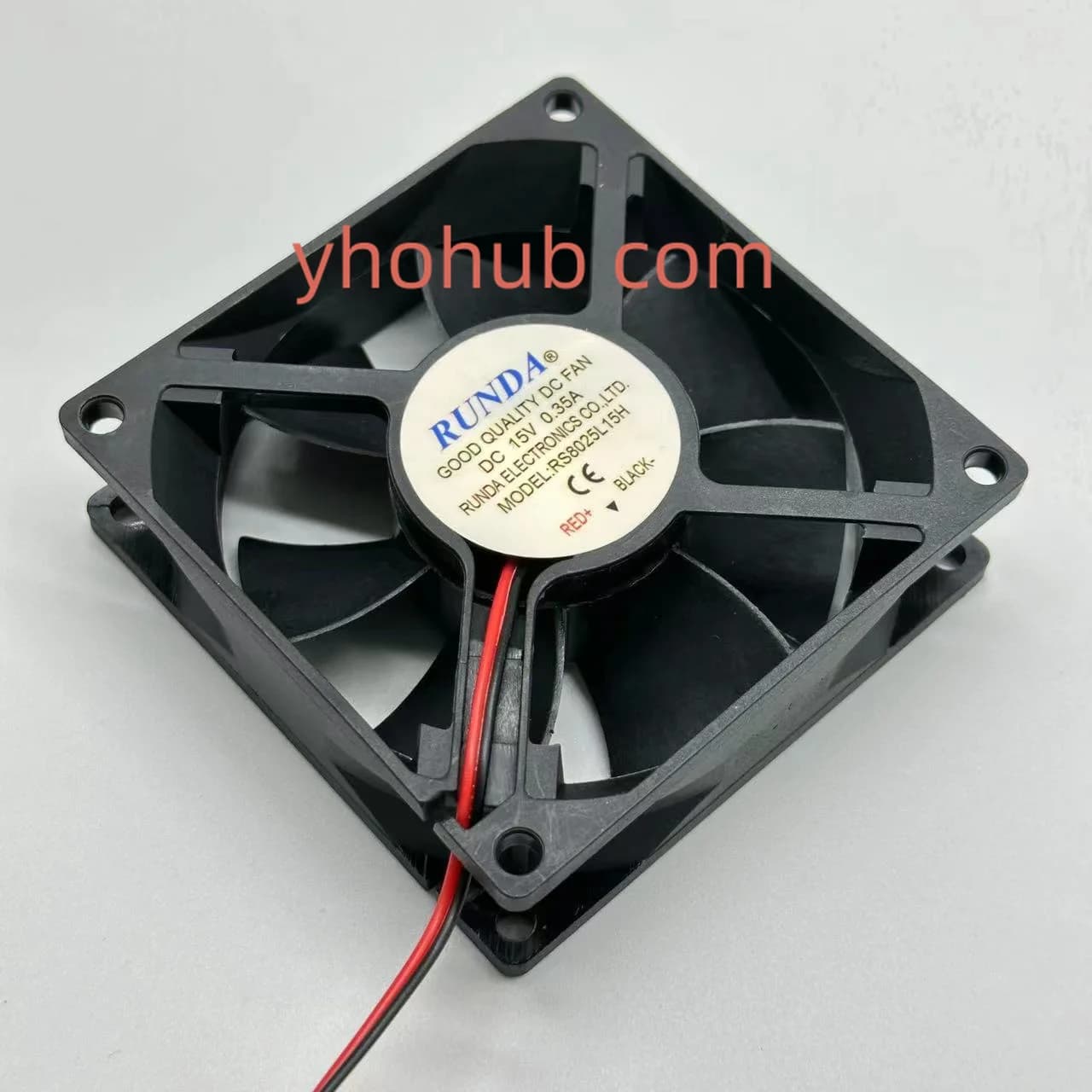 RUNDA RS8025L15H DC 15V 0.35A 80x80x25mm 2-Wire Server Cooling Fan