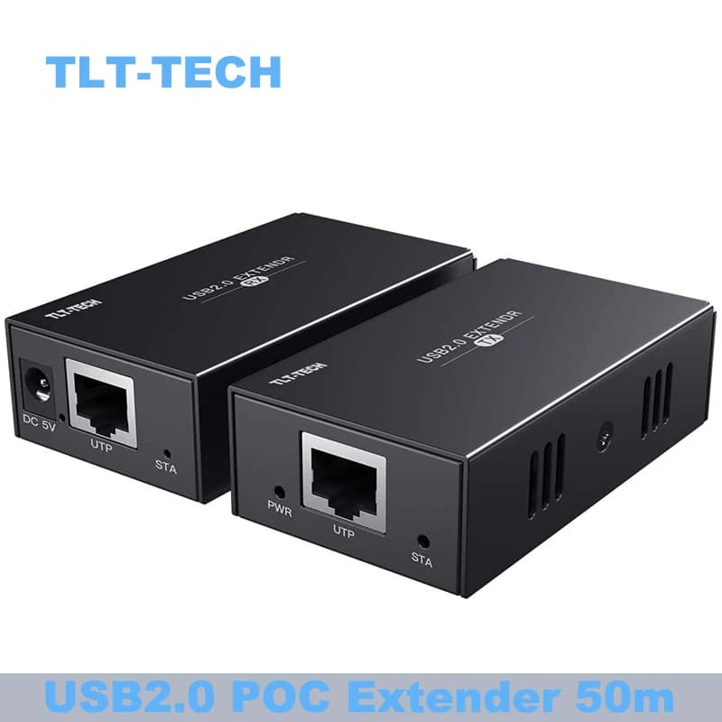 USB 2.0 Extender with 4 Port USB HUB 165ft 50m by Ethernet Cat5e/6/7 USB RJ45 LAN Extension