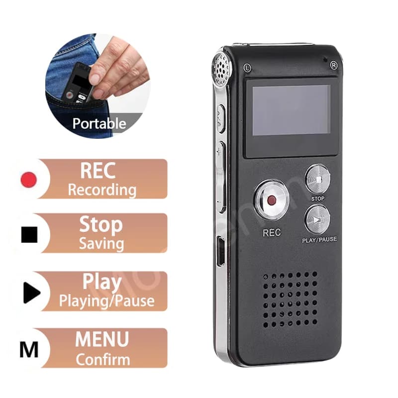 Digital Voice Activated Recorder with Playback 8GB MP3 Player Sound Audio Recorder Professional Mini USB Flash Drive Recording