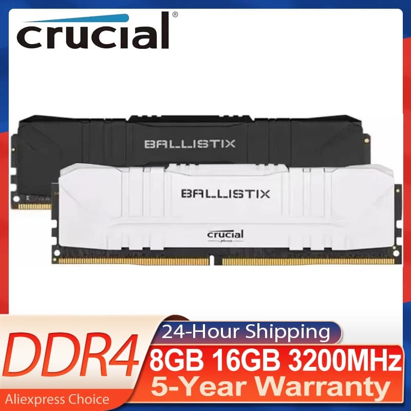 Crucial Ram Desktop DDR4 8GB 16GB 3200MHz 32GB(2x16GB) Ballistix Platinum Game XMP 2.0 Support DDR4 3200MHz For Desktop Memory