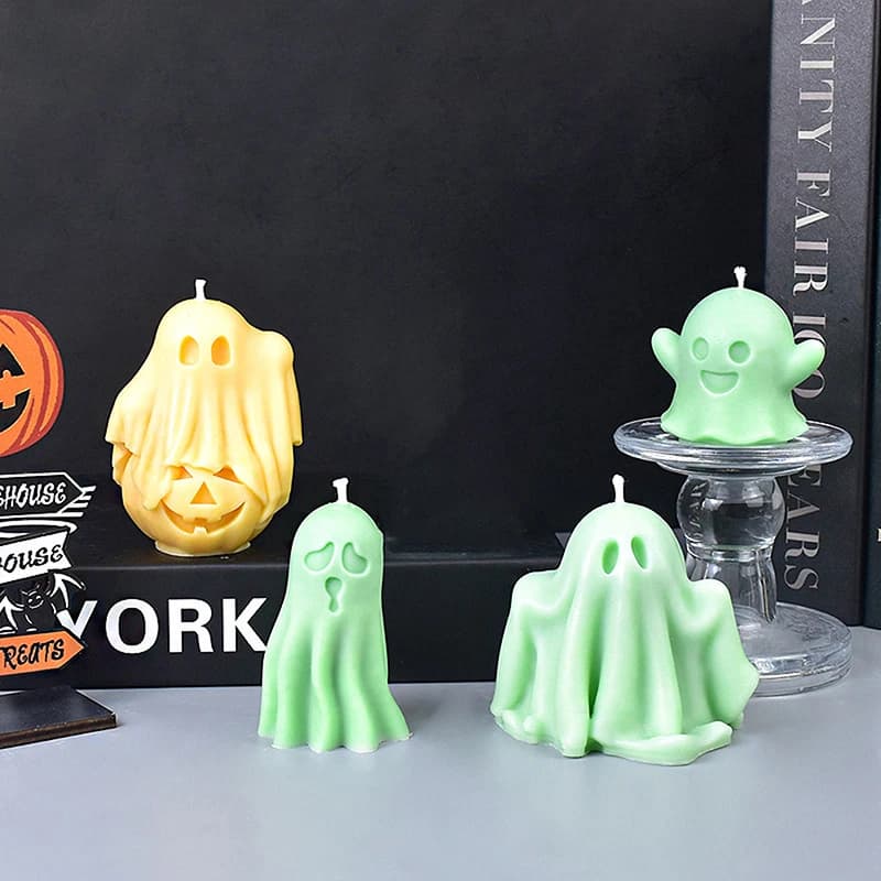 Halloween Ghost Candle Silicone Mold Handmade Aromatherapy Plaster Craft Resin Ornaments Made For Holiday Party Decorative Gifts