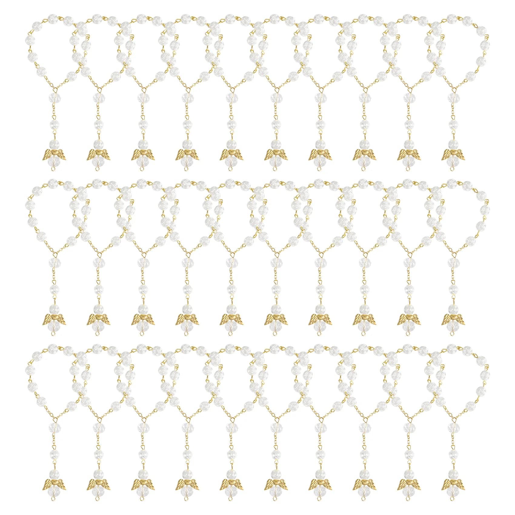 30 PCS Baptism Rosary Acrylic Rosary Beads Mini Rosaries Angel for the First Communion Baptism Party Favors