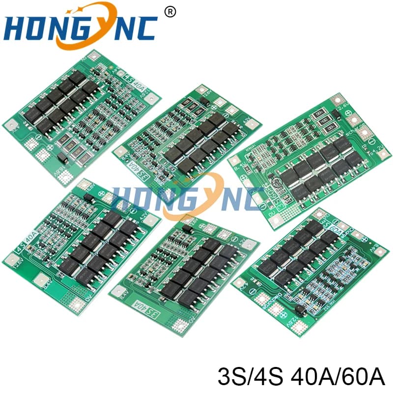3S 4S 40A 60A Li-ion Lithium Battery Charger Protection Board 18650 BMS For Drill Motor 11.1V 12.6V/14.8V 16.8V Enhance/ Balance