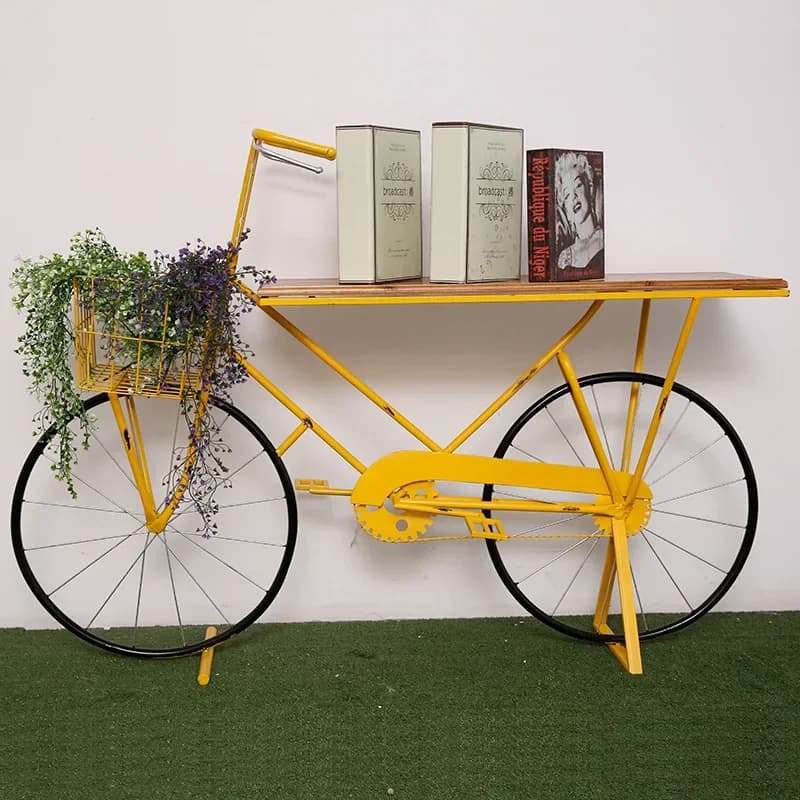 Wrought Iron Bike Decor Home Garden Planter Metal Display Indoor Outdoor Flower Plant Pot