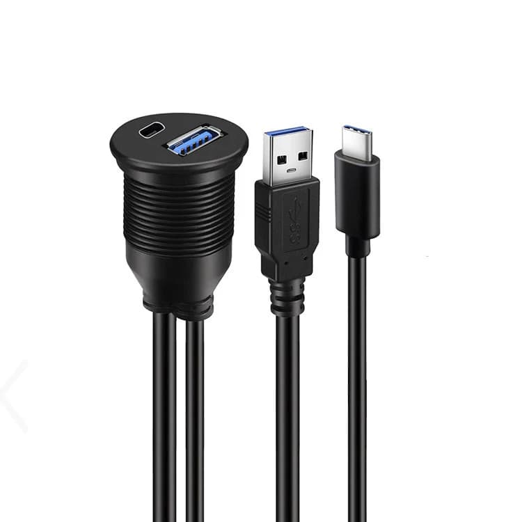 Waterproof USB 3.1 adapter,USB Type-C &USB3.0 Extension cable Flush Mount Car boat Mount Extension for Dashboard Panel