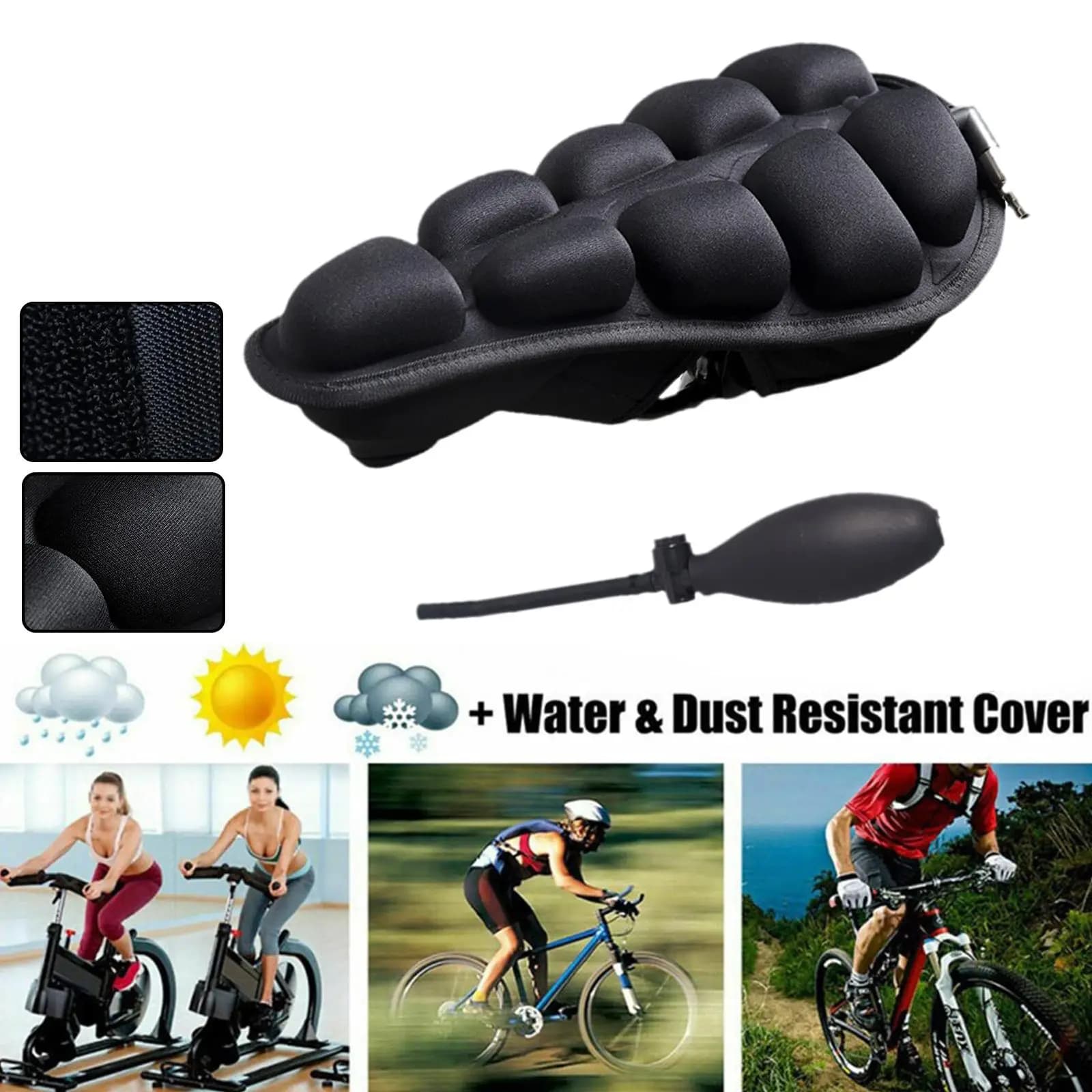 Bicycle Seat Cover Bicycle Riding Inflatable TPU Airbags Seat Accessories Cushion Bicycle Seat Cushion Universal Mountain B H5G5