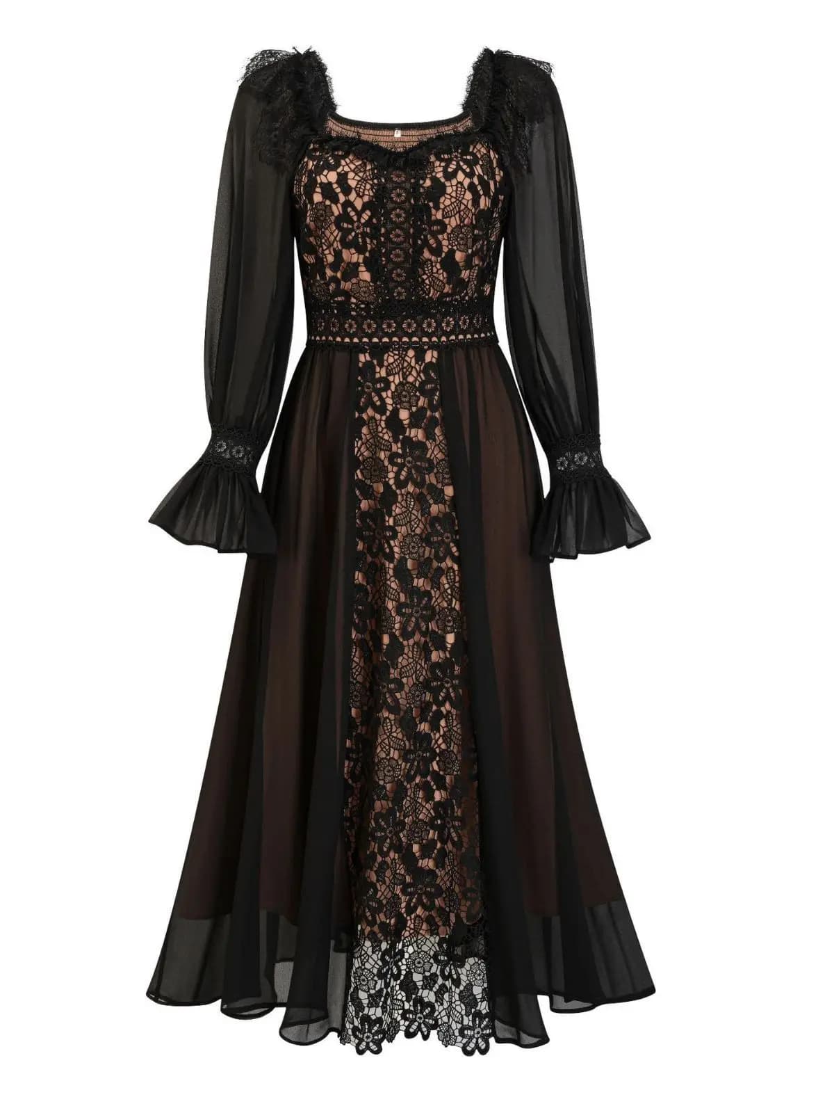 Lace V Neck Long Sleeve Formal Dress Party Dresses For Women