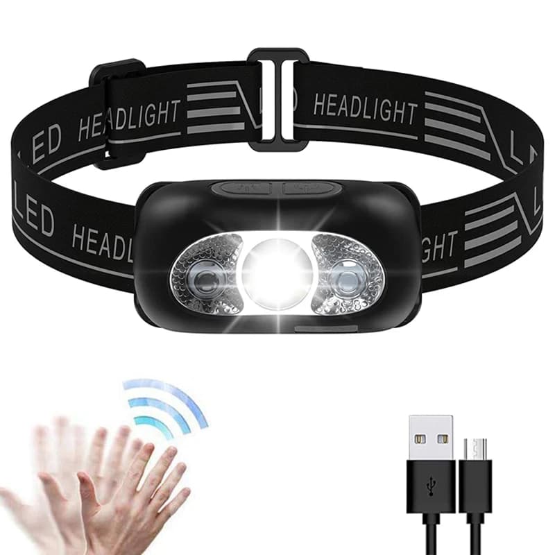 Mini Rechargeable Powerful Sensor Headlamp USB Head Flashlight Torch Headlights  LED Head Light Camping Search Light