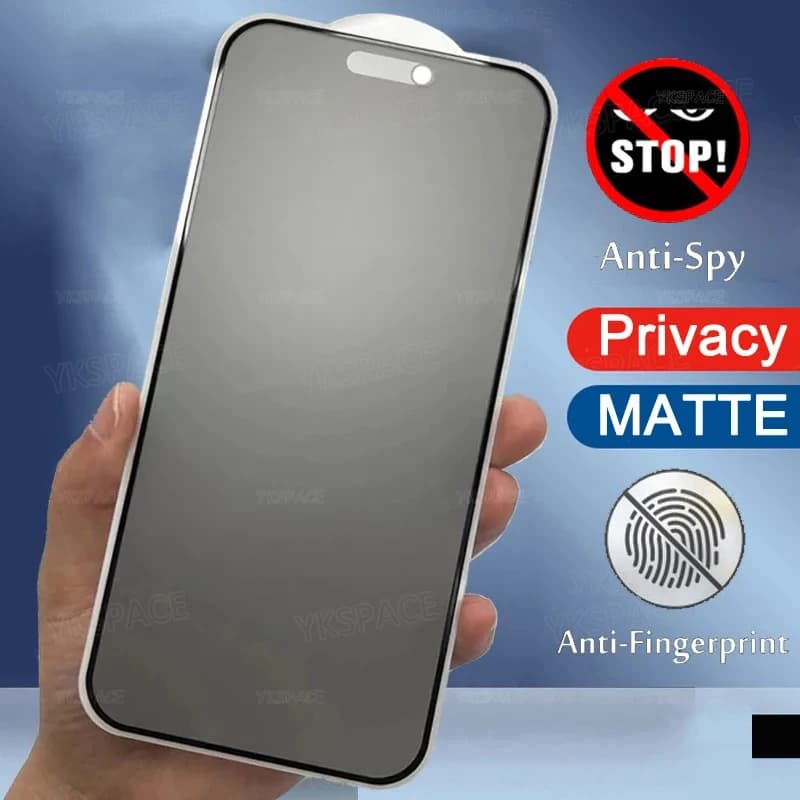 Matte Anti Spy 9H Tempered Glass For iPhone X XR XS 11 12 13 Mini 14 15 16 Pro Max Plus 16E SE Frosted Privacy Screen Protector