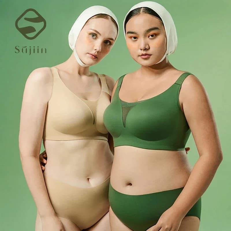 SUJIIN Women's Large Size Full Coverage Bras Seamless Bralette for Women Plus Size Minimizer Wireless Push Up Bra Womens MX126F