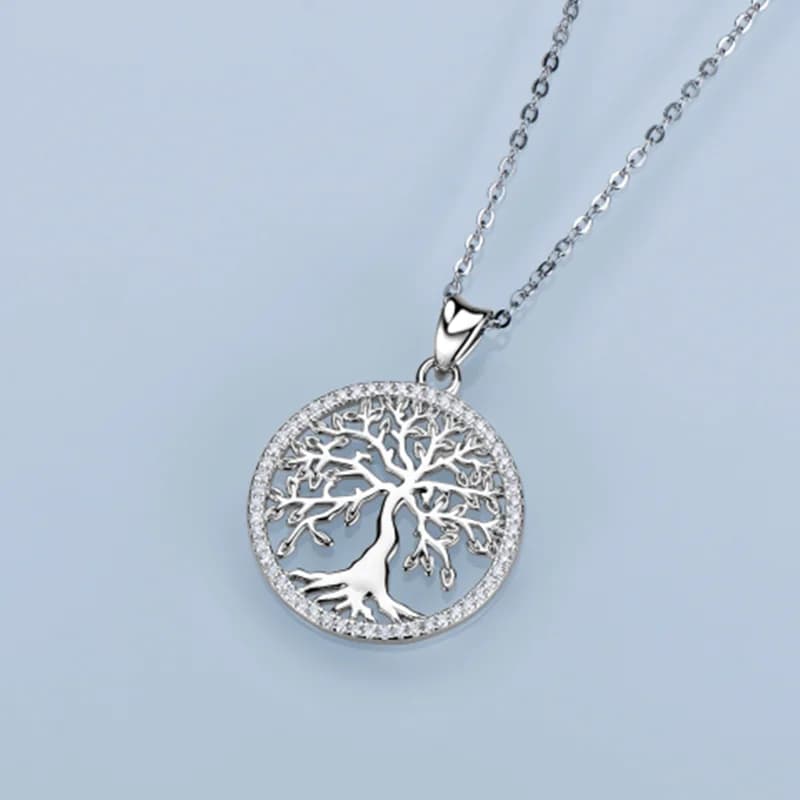 IOGOU Tree Of Life Pendant  Necklace D Color Moissanite Necklace 925 Silver Girls Fine Jewelry For Women Men Birthday Party Gift