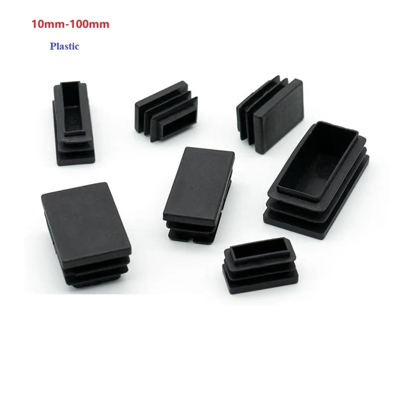 Black Plastic Blanking End Caps Rectangular Pipe Tube Cap Insert Plugs Bung Furniture Tables Chairs Foot Pads Protectors