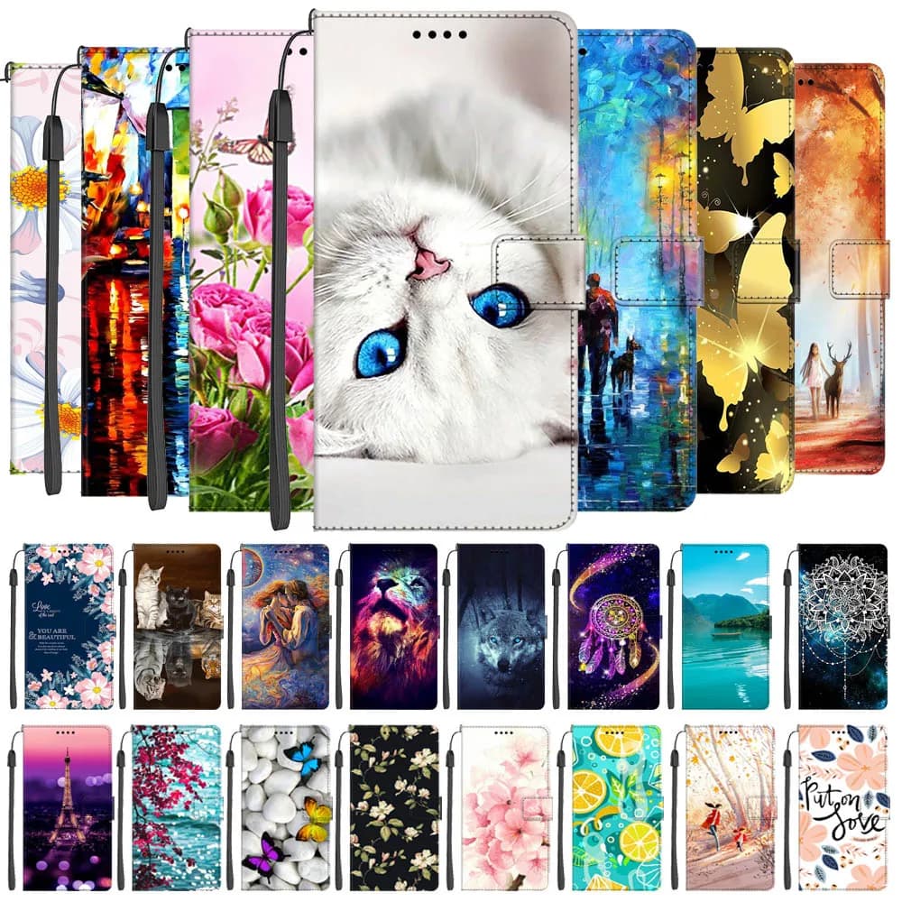 Flip Leather Case For Google Pixel 8 Pro Card Wallet Phone Cover For Google Pixel 8A 5A 5G Case Stand Bags Cute Flowers Fundas