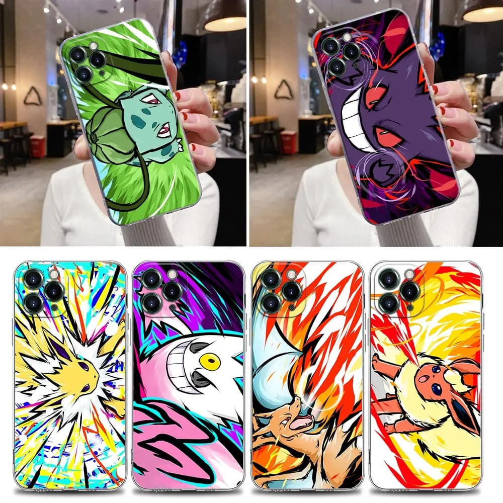 Bulbasaur Gastly Pokemon Clear Case For iPhone 16 15 14 13 12 11 Pro Max Mini Xs XR X 7 8 Plus 6 Soft Back Cover Silicone Cases