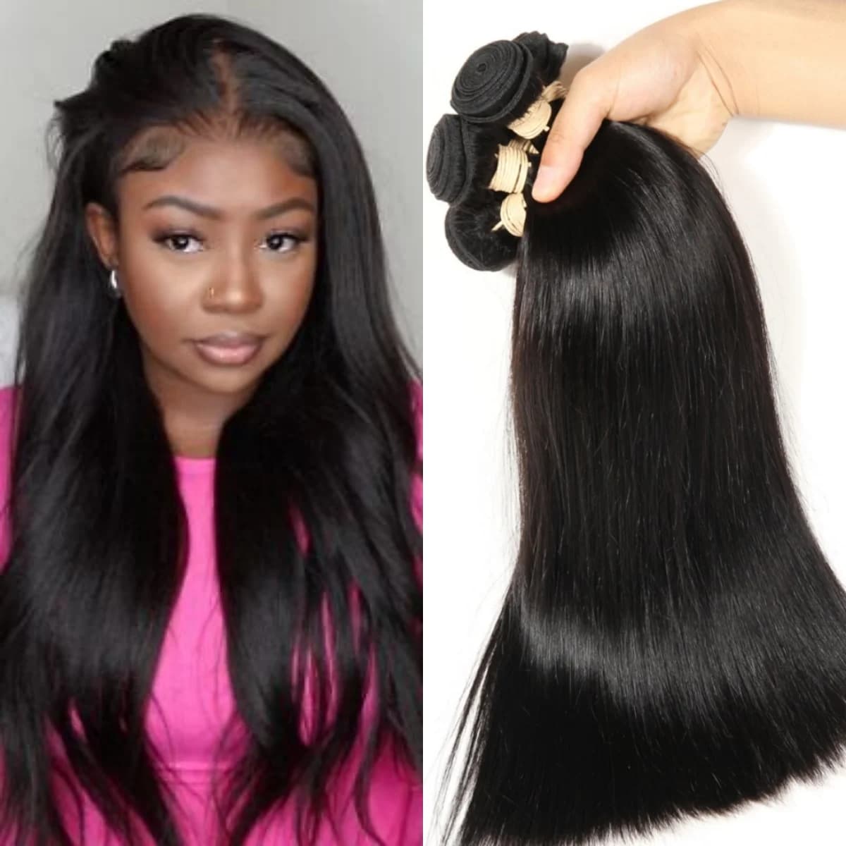 30 Inch 50g Straight Human Hair Bundles Brazilian Hair Weaving 100% Human Hair Natural Human Hair Extensions 1/3/4 Bundles