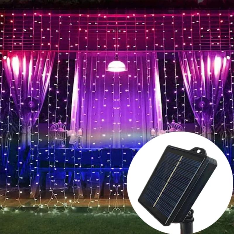 Wedding Decor Solar Fairy Curtain String Light Garden Garland Festoon Room Decoration Christmas LED 3M/6M Outdoor Holiday Light