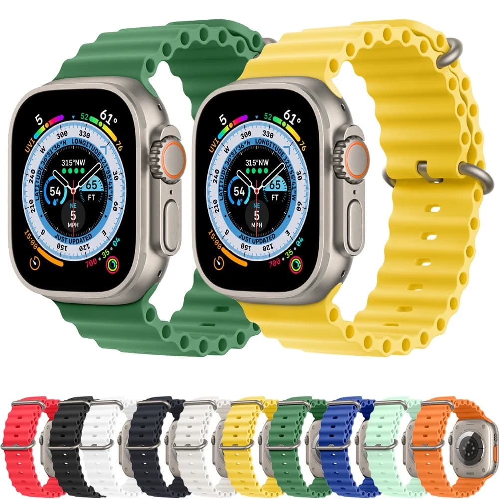 Ocean Silicone Band Strap for Smartwatch Ultra 2 49mm 46mm Series 10 9 8 7 6 5 IWatch 44 45 40 42mm