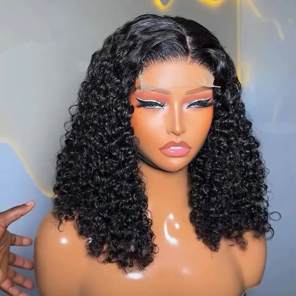 Brazilian Hair Kinky Curly 4X4 Lace Closure Short Bob Wig 100% Human Hair Wig For Women 13x4 Lace bob Virgin hair Jerry Curl Wig