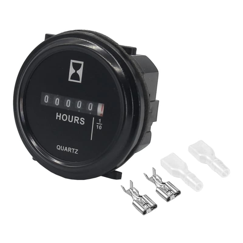 Mechanical Hour Meter Gauge Professional Engine Hourmeter for DC 6-80V for Boat Auto ATV UTV 2" Round Gauge