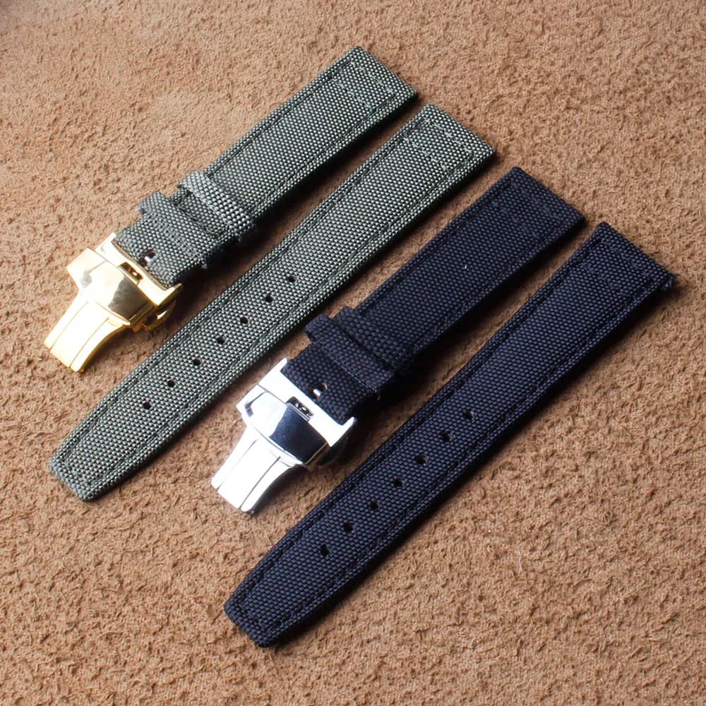 Brand style Watchband 20mm 21mm 22mm watch strap bracelet Sport band Nylon Green Black with stainless steel deployment clasp hot