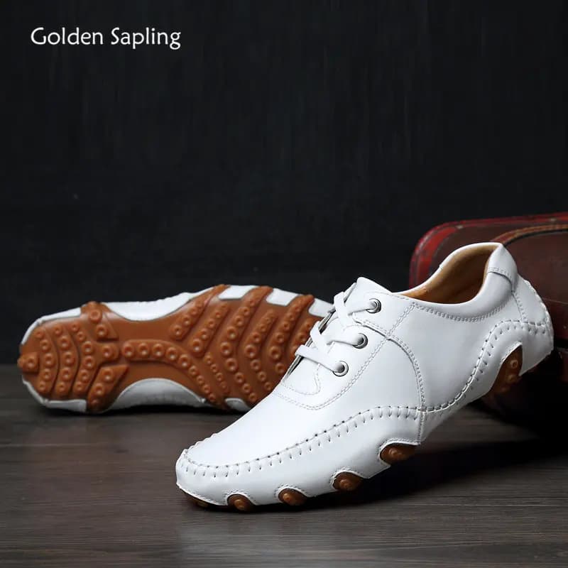 Golden Sapling Men's Party Loafers Breathable Casual Shoes Summer Wedding Flats Retro Moccasins Men Leisure Business Dress Shoe