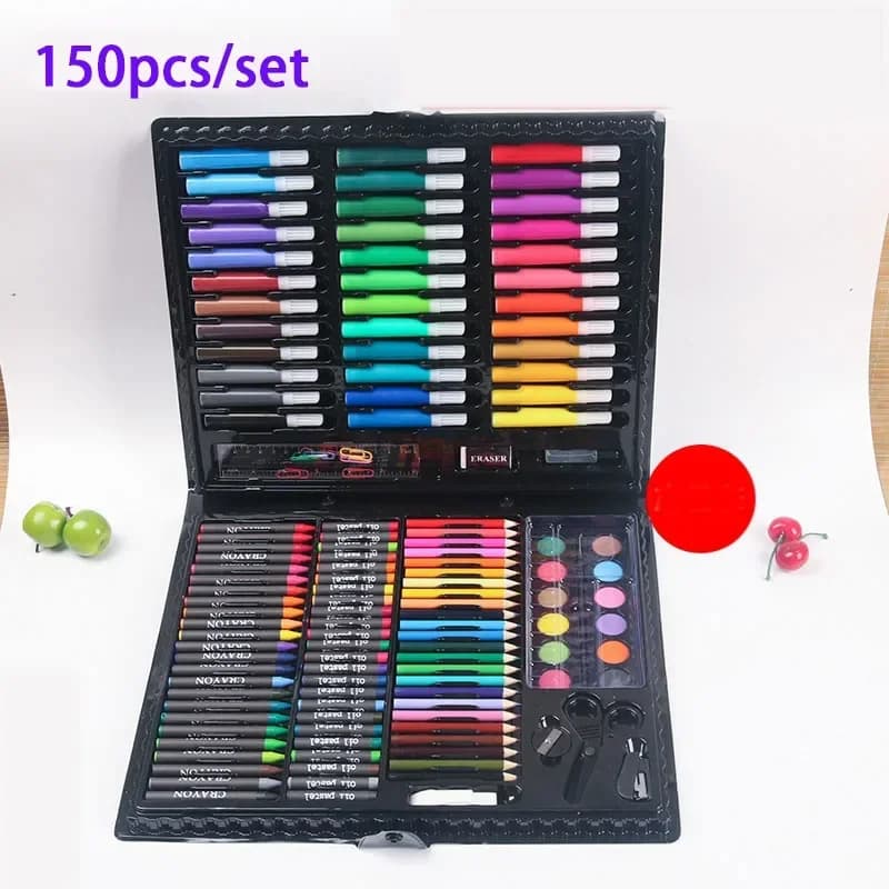 150pcs Brush Set Children's Painting Stationery Art Oil Painting Stick Tool Watercolor Crayon Pencil Graffiti Gift Box