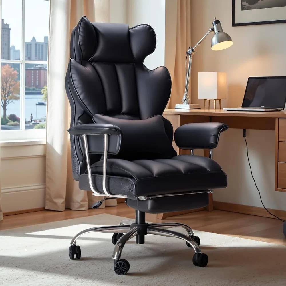 Office Chairs Big &Tall Office Chair, High Back Leather Chair with Footrest, Reclining Ergonomic Executive Suppo Office Chairs