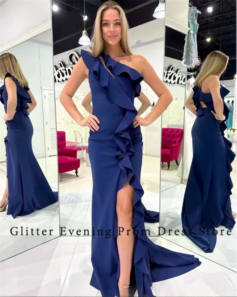 Simple Fashion Prom Dress 2024 Women Mermaid Slide Split One-Shoulder Satin Backless Custom Made Birthday Evening Party Dresses