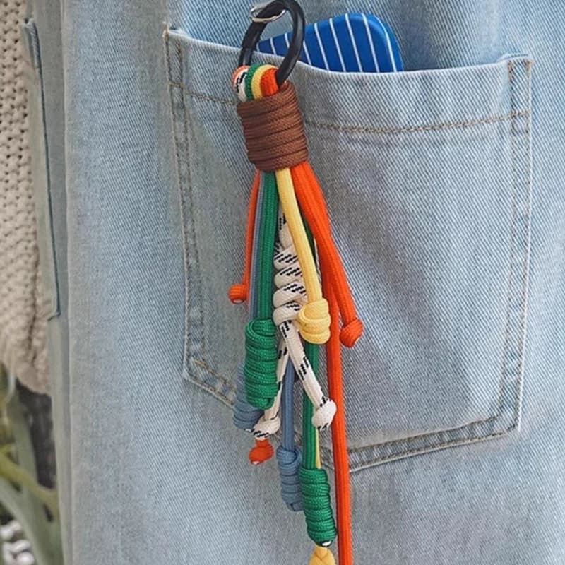 Korean Charm Vintage Rainbow Climbing Rope Keychain Bohemian Fashion Aesthetic Keychain Bag Pendant Jewelry Accessories