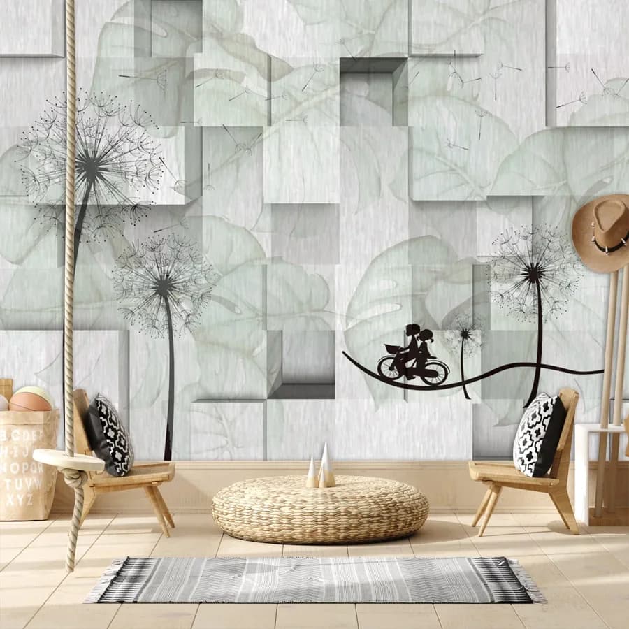 Removable Peel and Stick Wallpaper Accept for Living Room Bedroom Walls Brick Dandelion Paper Home Decor Contact Paper Covering