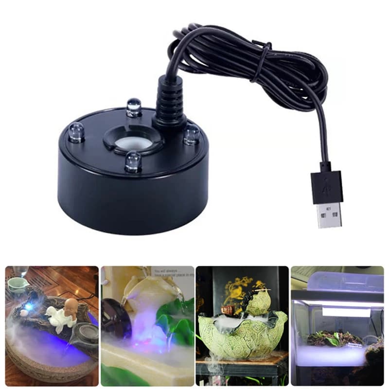 1PC 5V USB Mist Maker Fogger Nebulizer Water Fountain Fish Tank Pond Atomizer Head With 4 LED Colorful Lights