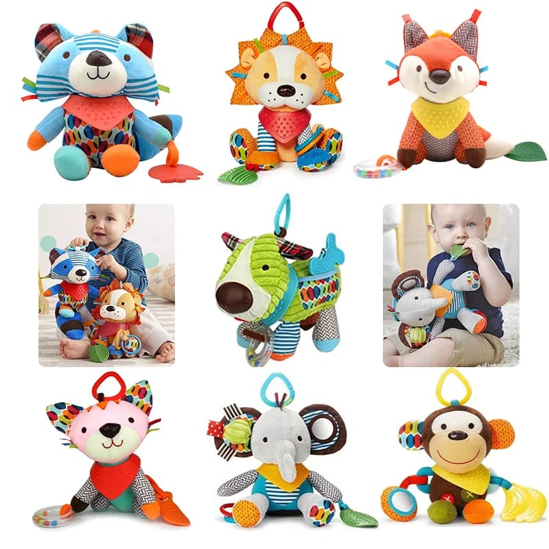 Baby Toy Plush Stuffed Rattle Toy Stroller Hanging Animal Bed Mobile For baby toys 0 12 M Plush Stroller Infant Car Bed Crib Toy