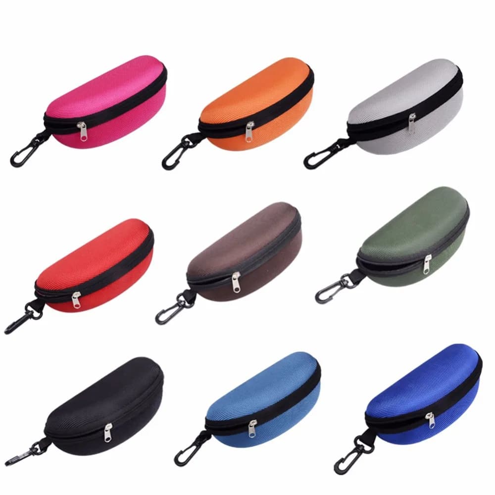 Portable EVA Glasses Case with Carabiner Hook Colorful Sunglasses Hard Case Zipper Eyeglasses Protector Box Holder New 2024